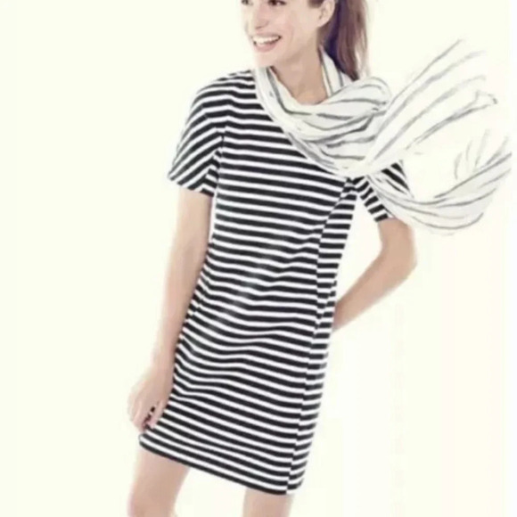 J. Crew Striped T-Shirt Shift Dress Black/White - Picture 4 of 6